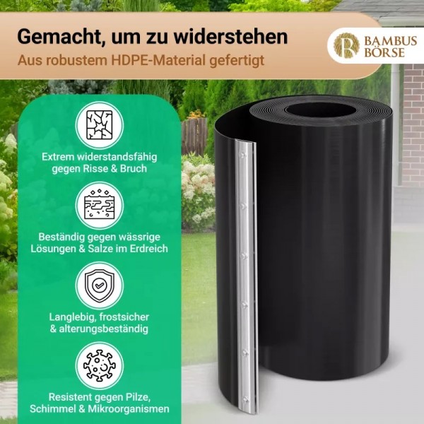 Wurzelsperre aus HDPE – 2 mm als Set mit Aluminium-Verschlussschiene